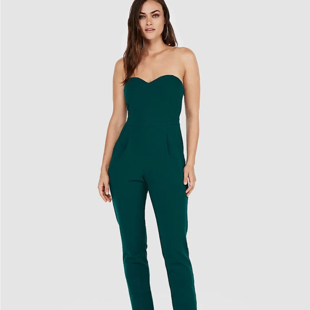 Express Teal Strapless Jumpsuit